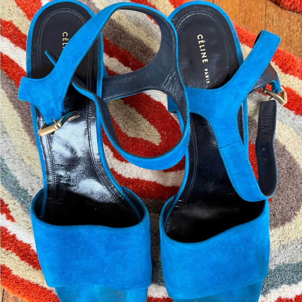 Cline Sude Blue Sandals View 3